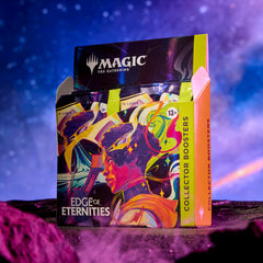 Magic: The Gathering Edge of Eternities boosters spread showcases 12 collector packs.