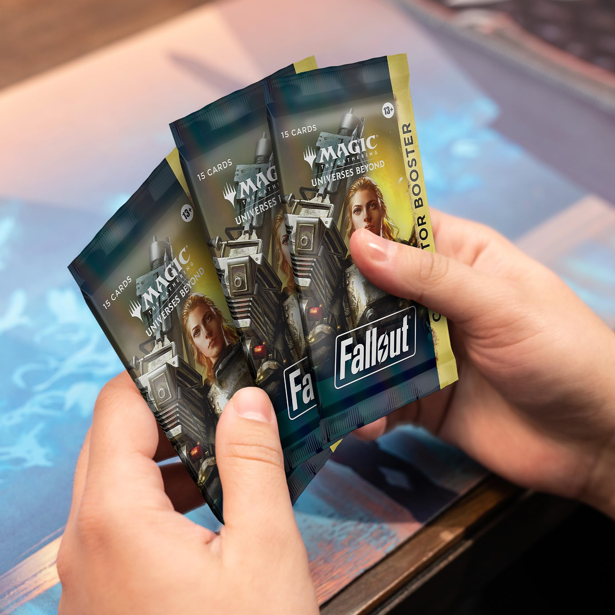 Magic: The Gathering Fallout Collector Booster shows rare cards and foil finishes for deck building.