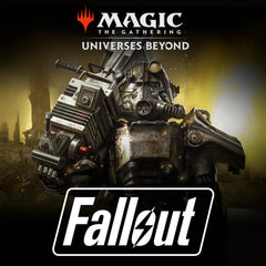 Magic: The Gathering Fallout Science deck box and Life Wheel organize sleeved cards