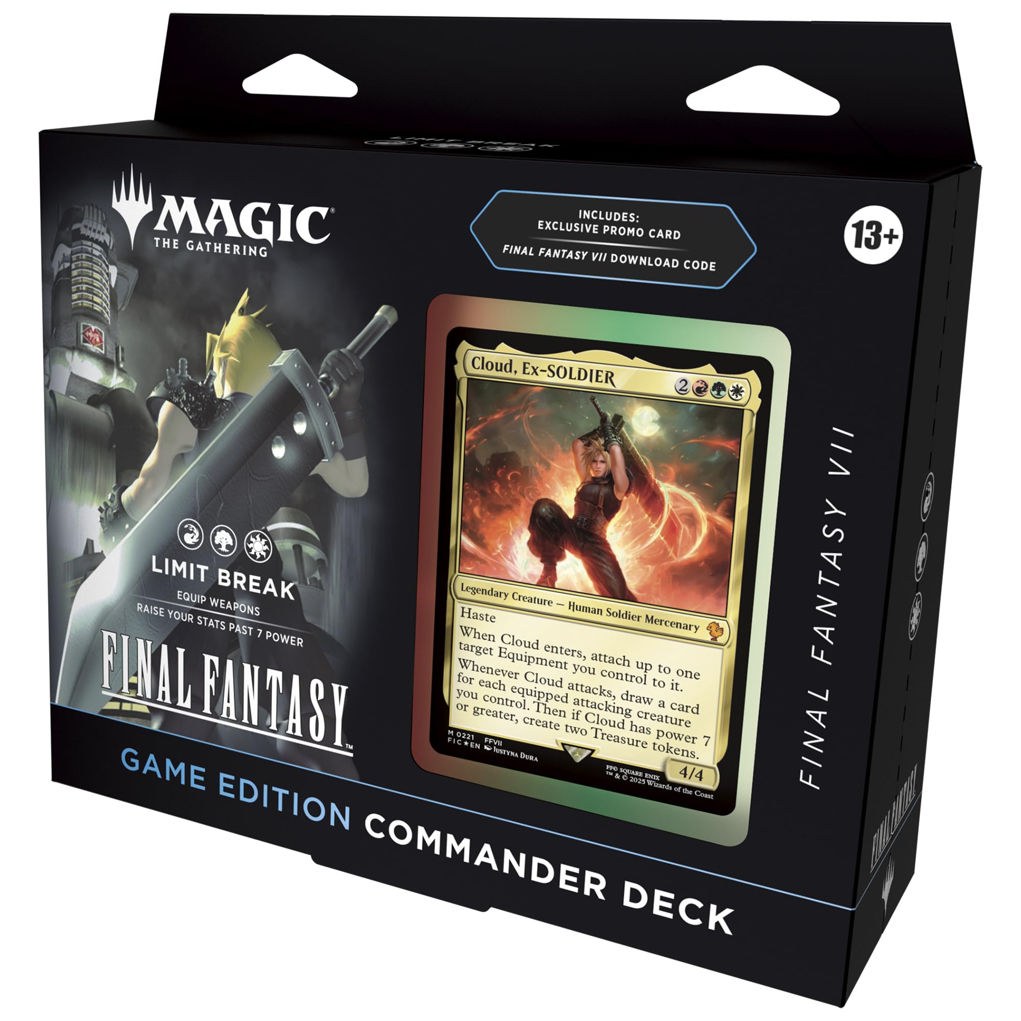 Magic: The Gathering Final Fantasy VII Limit Break Commander Deck with exclusive promo card for epic multiplayer battles.