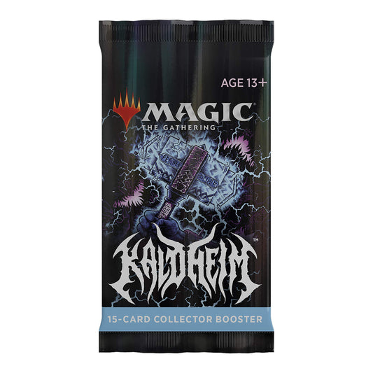 Magic: The Gathering Kaldheim Collector Booster Pack front shows premium packaging for display