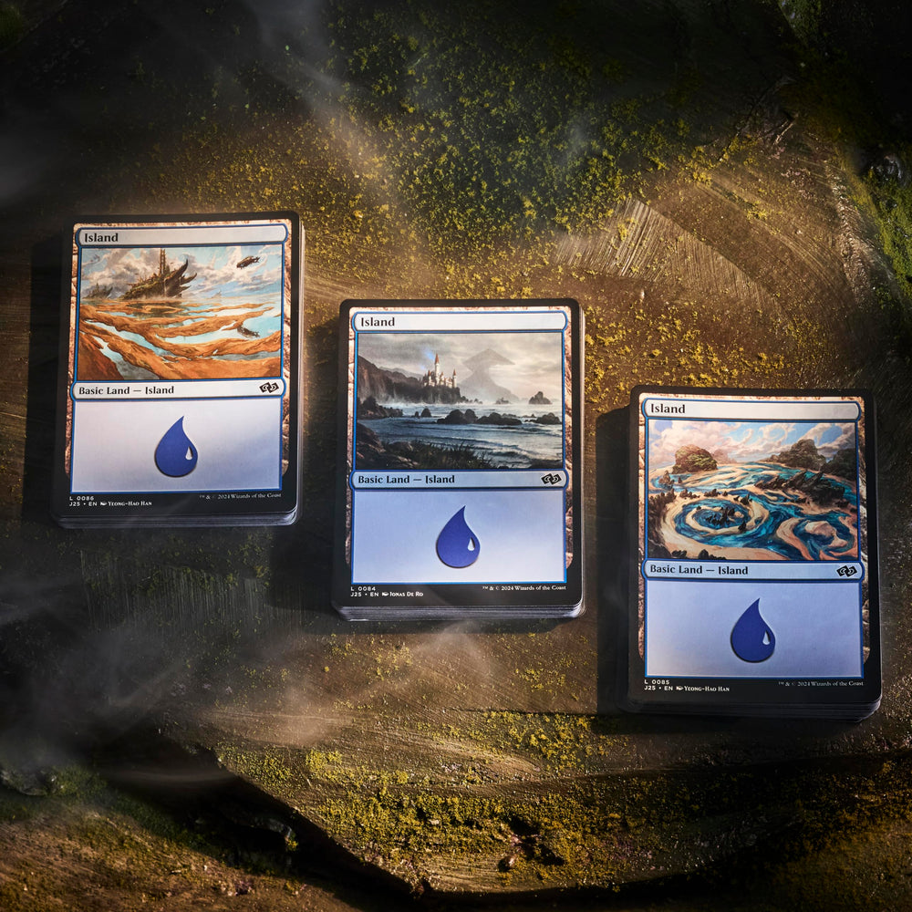 Magic: The Gathering Forests lands with green mana for ramp and big creatures.