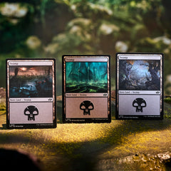 Magic: The Gathering Mountains lands with red mana for aggressive starts.