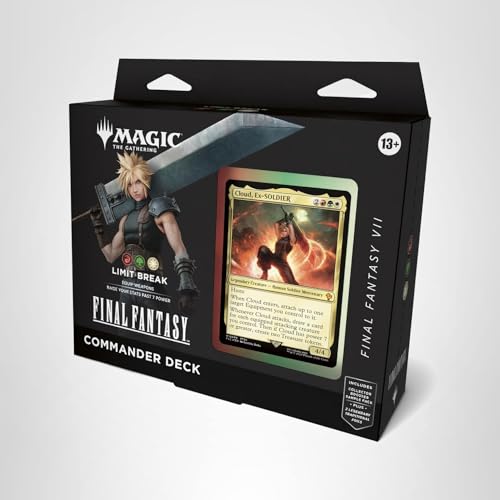 Magic: The Gathering Limit Break FFVII collector pack image shows rare foil cards for collection.