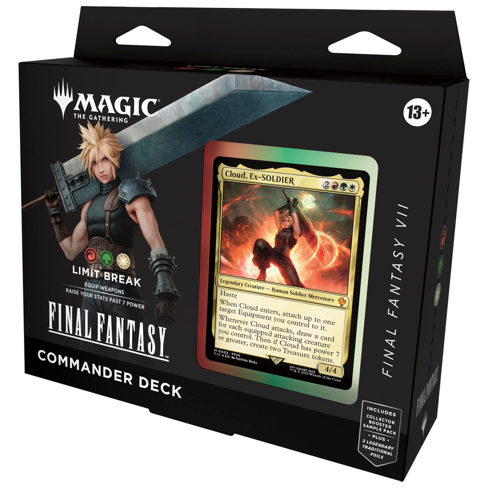 Magic: The Gathering Limit Break FFVII deck art highlights new theme cards for epic multiplayer battles.