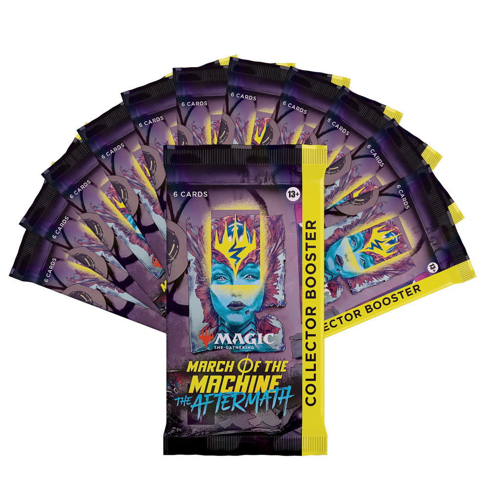 Magic: The Gathering Aftermath foil card array highlights shiny rares and alt-art possibilities.