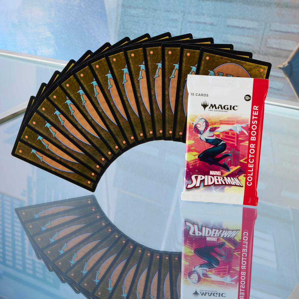 Magic: The Gathering Spider-Man Collector Booster highlights rare art and foil variety for collectors.