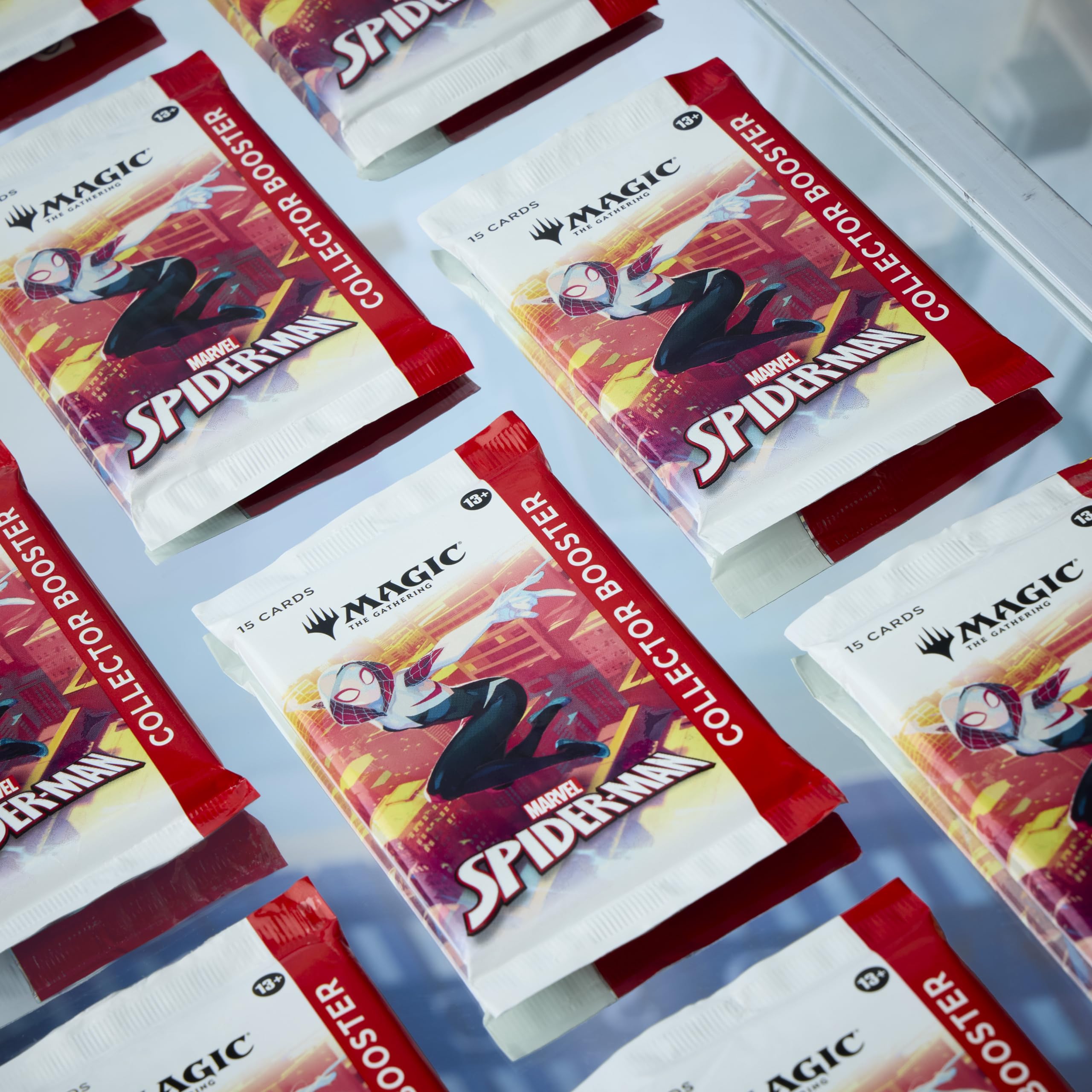 Magic: The Gathering Marvel's Spider-Man foil cards close-up with foil treatments