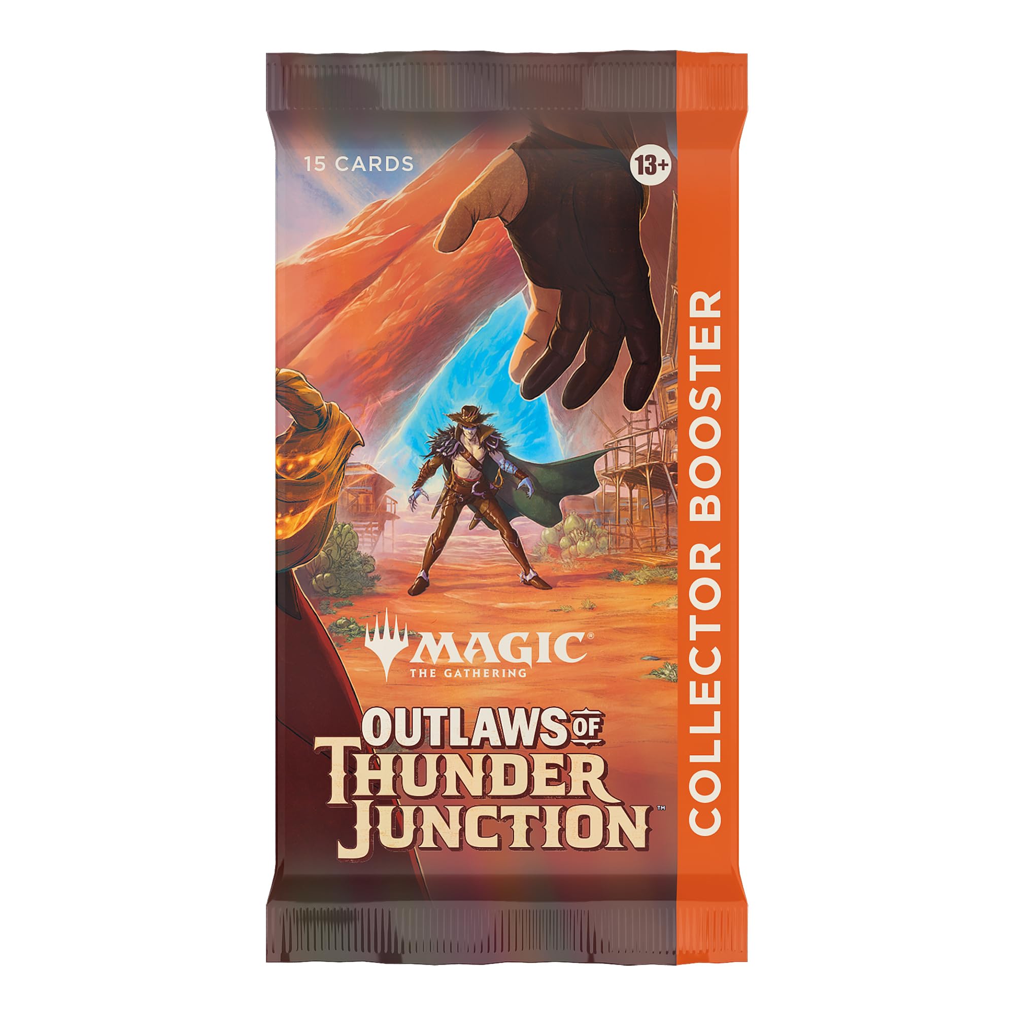 Magic: The Gathering Outlaws of Thunder Junction collector booster showing 15 MTG cards for collectors and players