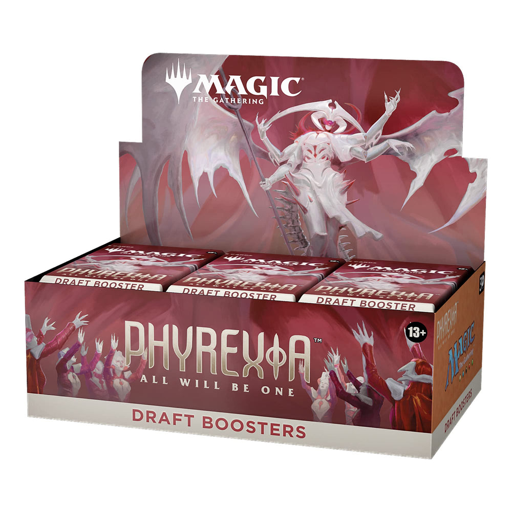 Magic The Gathering Phyrexia All Will Be One draft booster box front display for drafting sessions