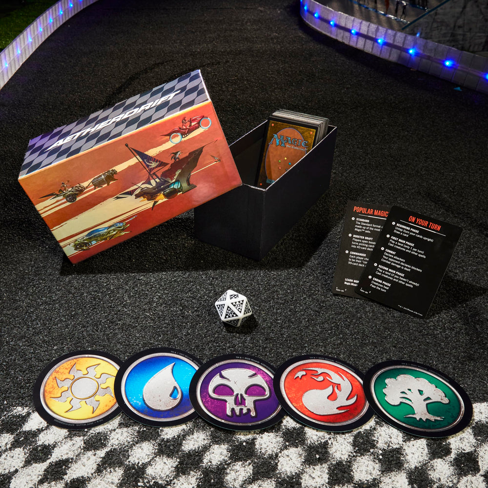 Magic: The Gathering oversized Spindown die with checkered flag design for play