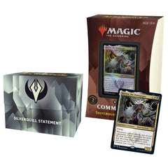 Magic: The Gathering Silverquill Statement deck front view, highlighting bold black-white theme for strategic play.
