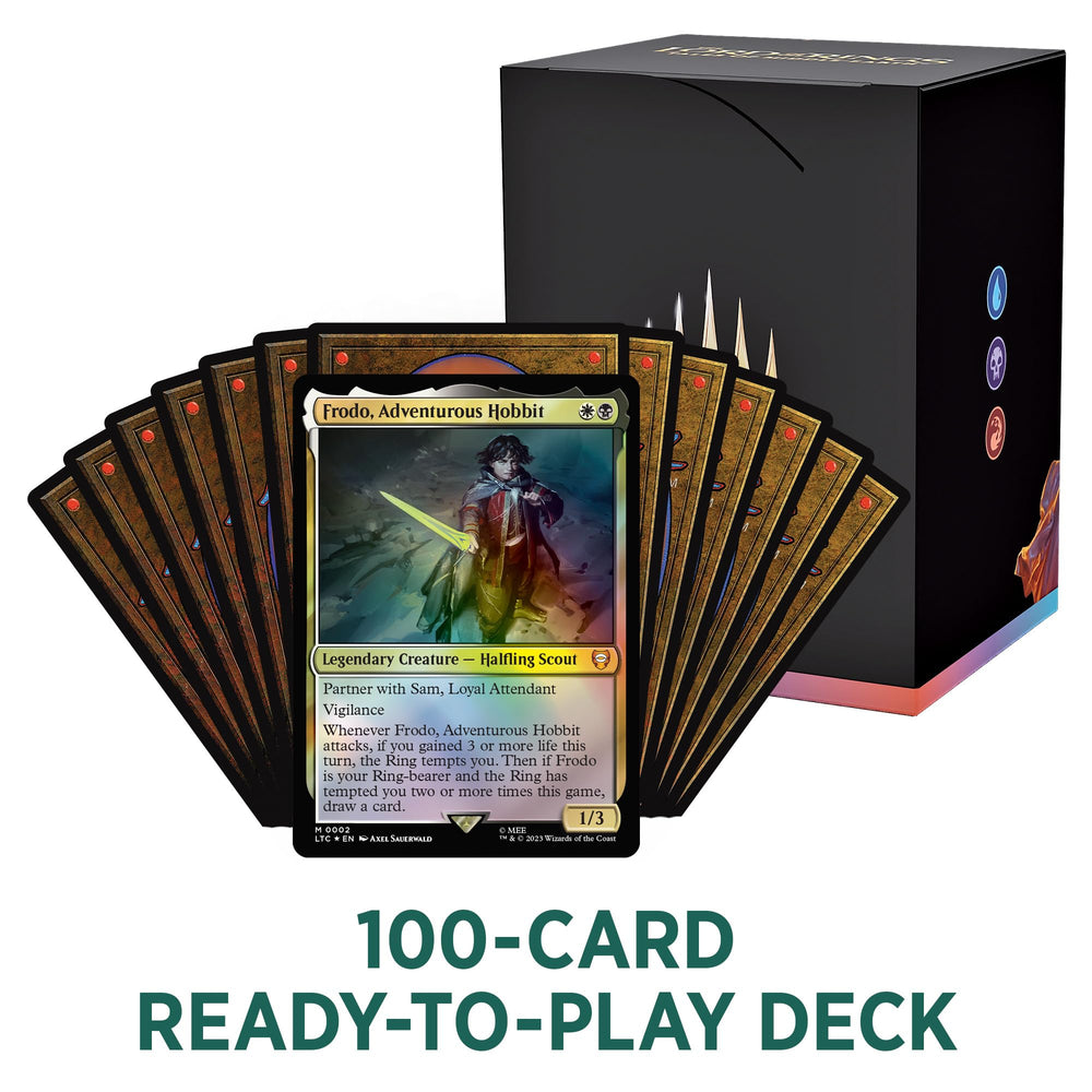 Magic: The Gathering Tales of Middle-earth collector booster sample pack with rare card included.
