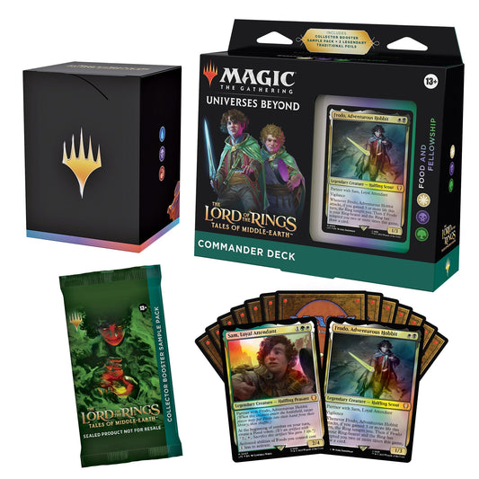 Magic: The Gathering Tales of Middle-earth commander deck box ready for immediate multiplayer play.