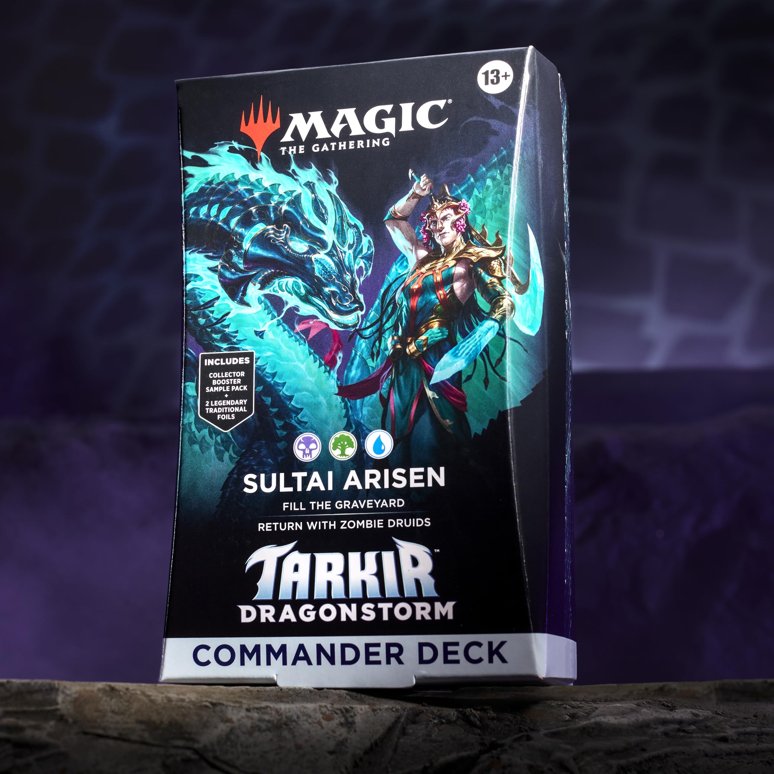 Magic: The Gathering Tarkir Dragonstorm deck featuring Kotis borderless commander artwork for Sultai leadership