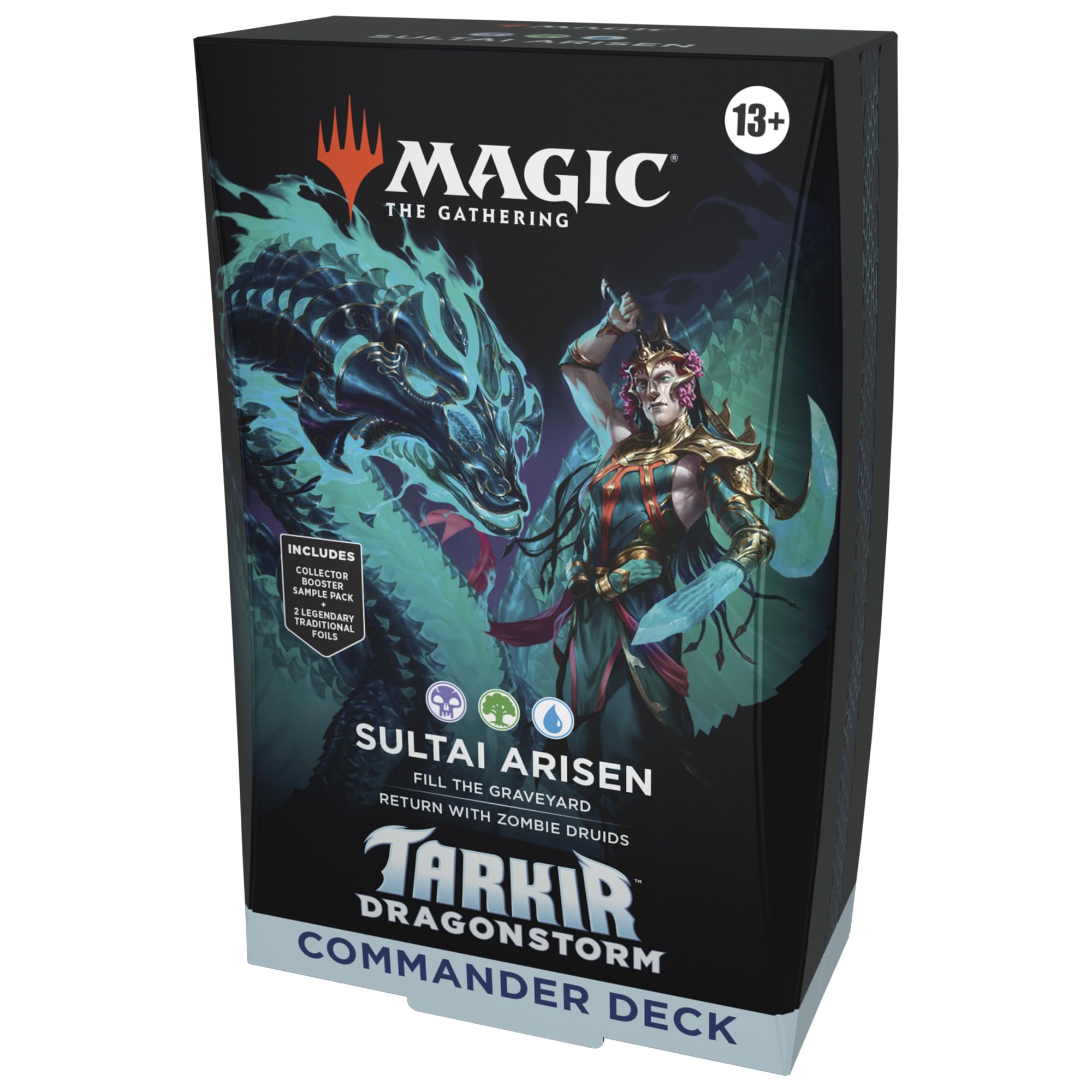 Magic: The Gathering Tarkir Dragonstorm Teval borderless commander artwork highlighting tri-color synergy