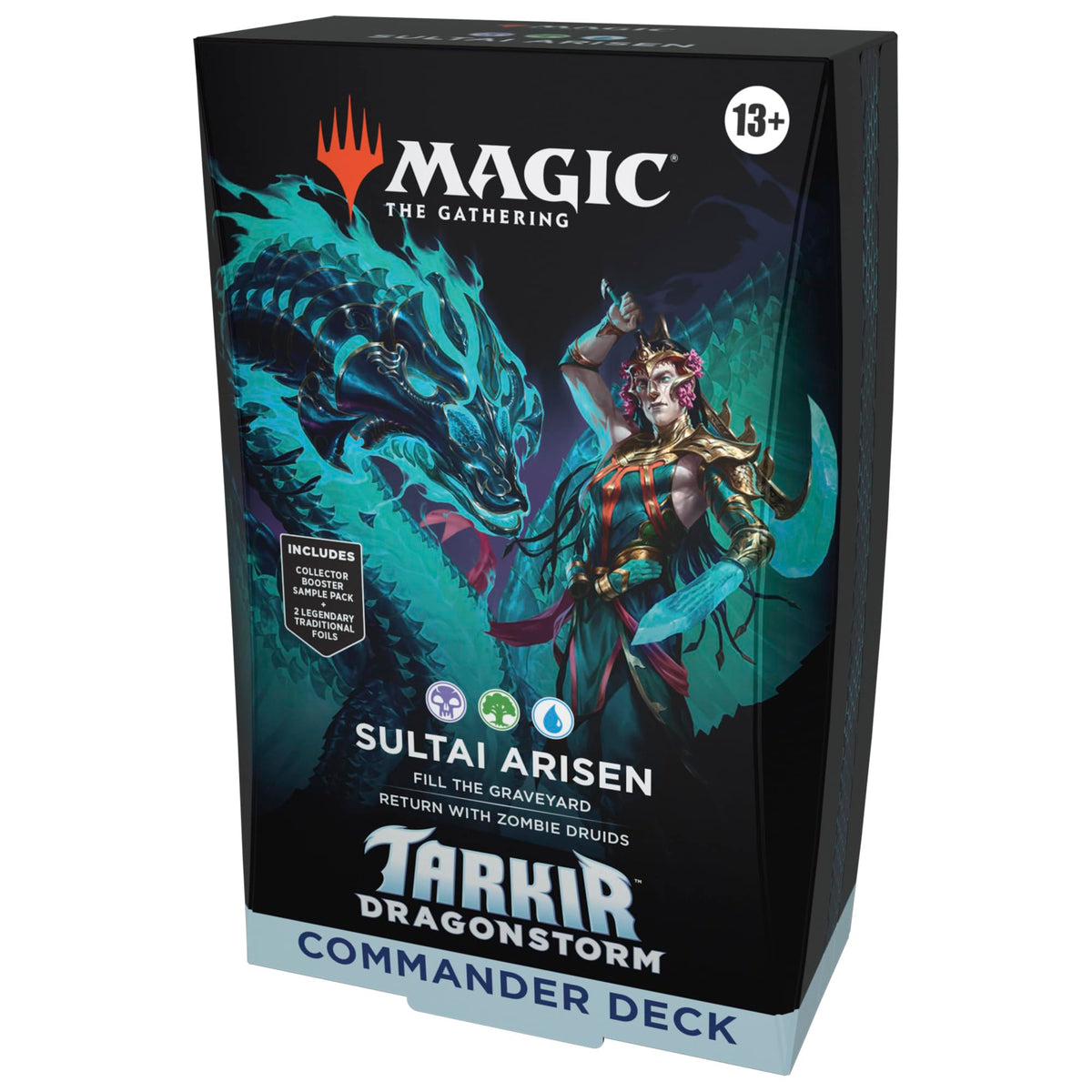 Magic: The Gathering Tarkir Dragonstorm Teval borderless commander artwork highlighting tri-color synergy