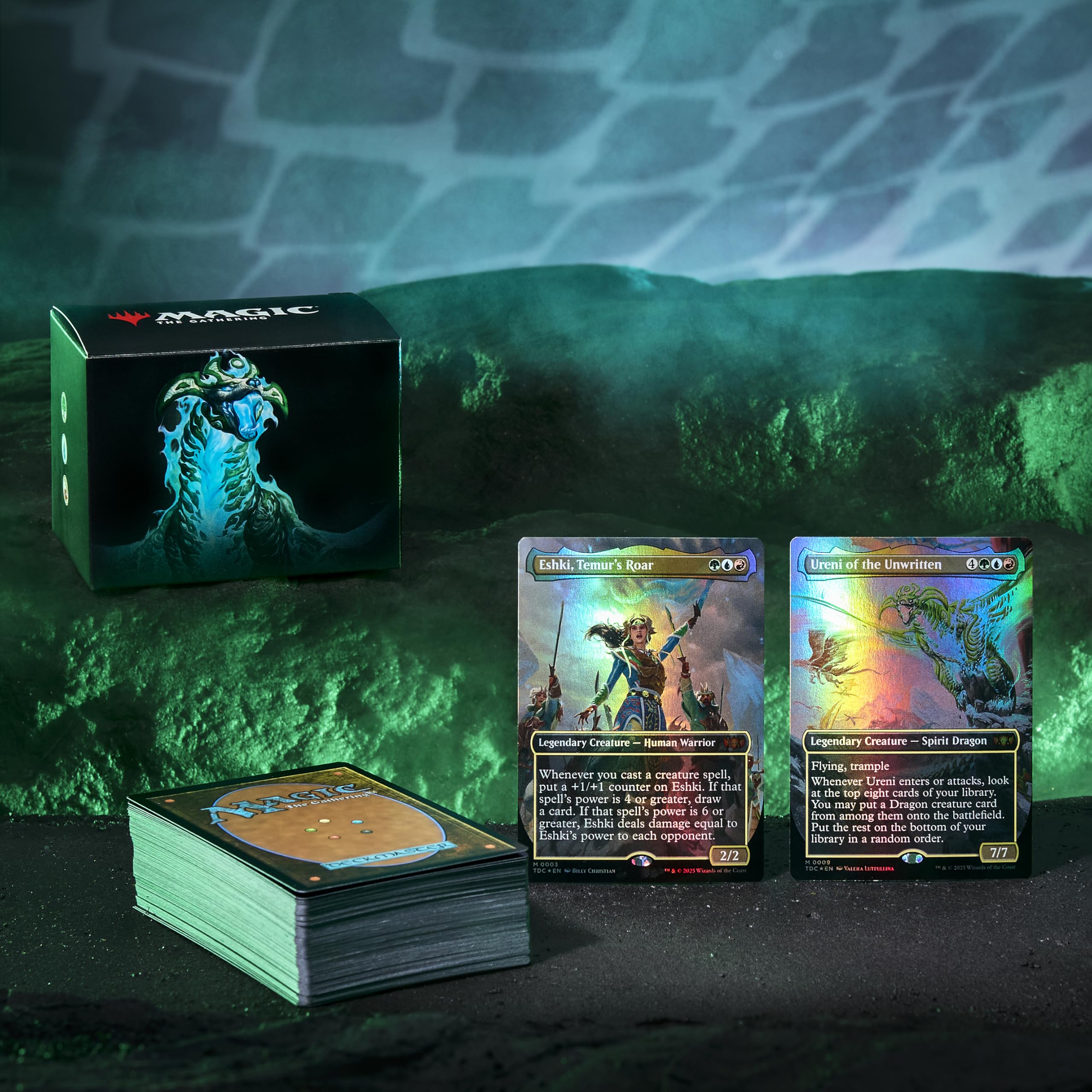 Magic: The Gathering Eshki borderless commander highlights Temur clan leadership.
