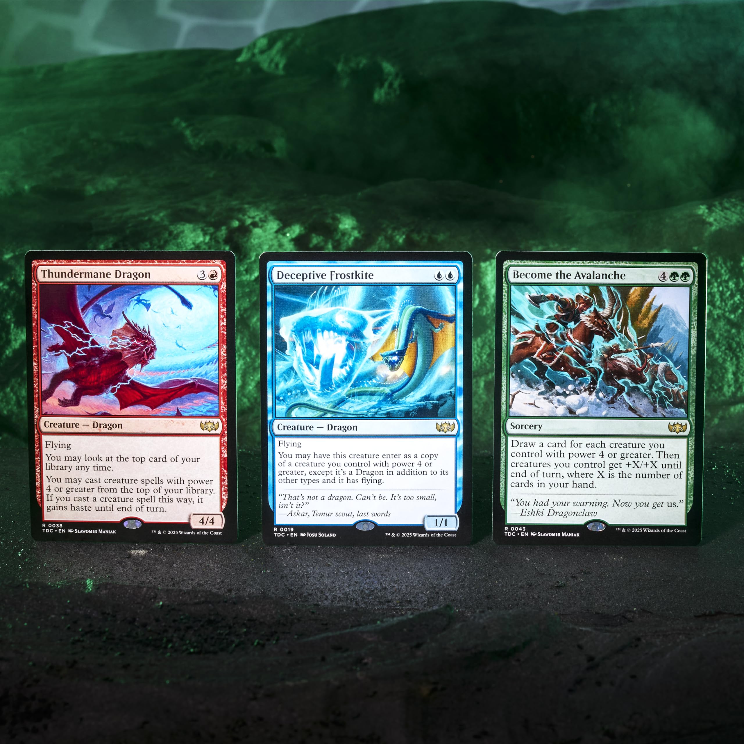 Magic: The Gathering Temur deck tokens double-sided for in-game tracking.