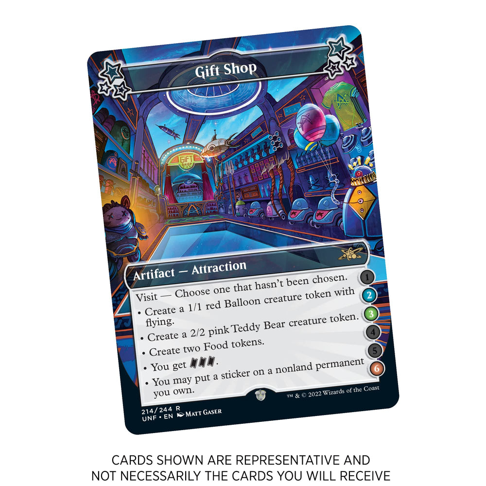 Front pack image of Magic: The Gathering Unfinity Collector Booster inviting exploration