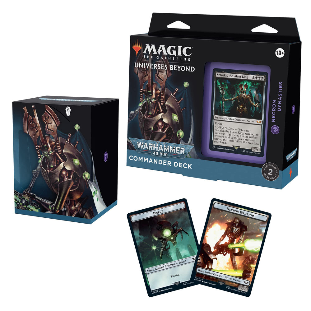 Magic: The Gathering Necron Dynasties deck content with Warhammer 40k-inspired visuals for epic play