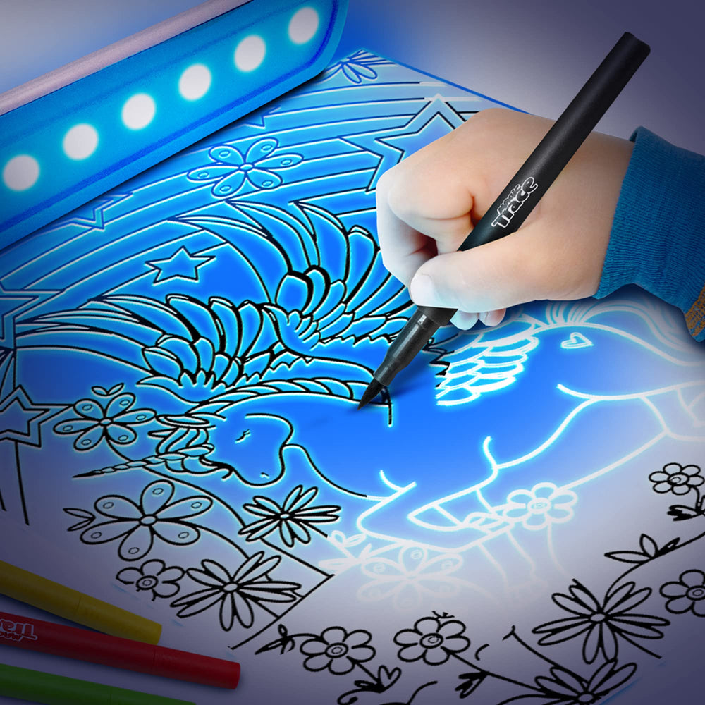 Magic Trace Light Bar kit includes markers and crayons for vibrant, guided art.