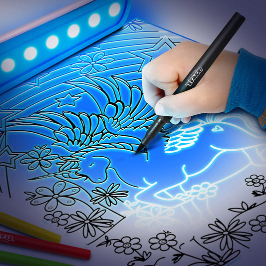 Magic Trace Light Bar kit includes markers and crayons for vibrant, guided art.