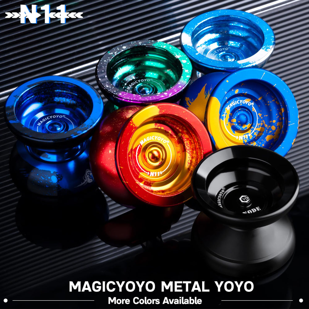 Side-angle view of MAGICYOYO N11 Plus highlighting balanced weight for stable spins.
