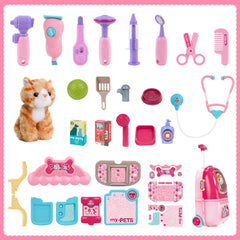 Magic4U 29-piece vet doctor kit for imaginative play scenarios.