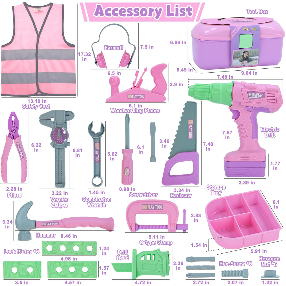 Magic4U Kids Tool Set pliers close-up suggests real-world problem-solving practice.