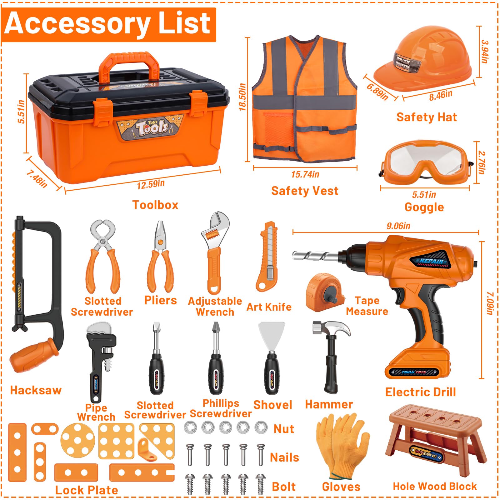 Magic4U kids tool set safety goggles protect eyes during play