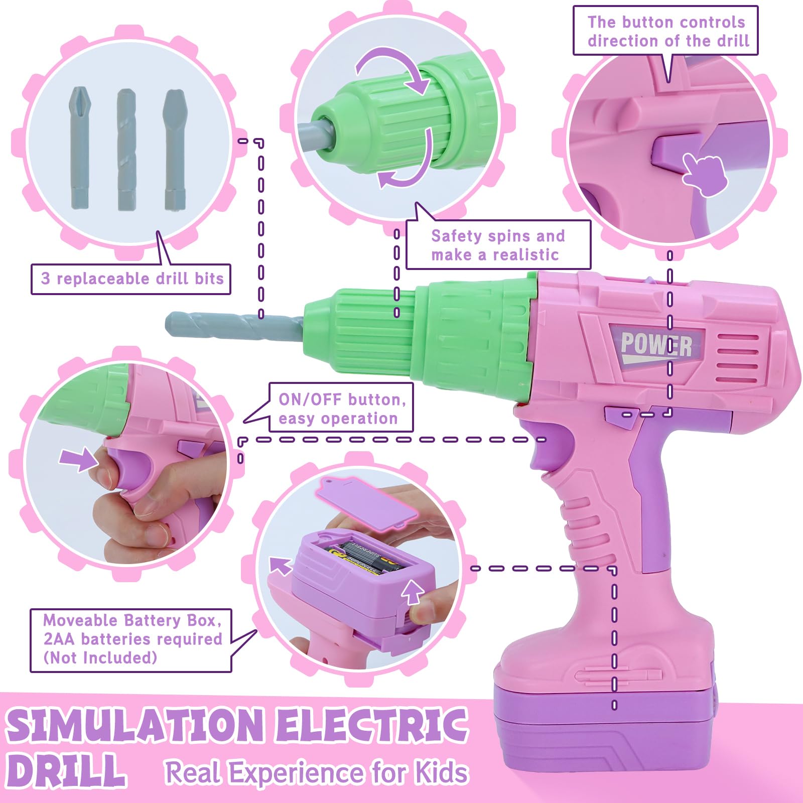 Magic4U Kids Tool Set saw-bits image shows interchangeable bits for pretend projects.
