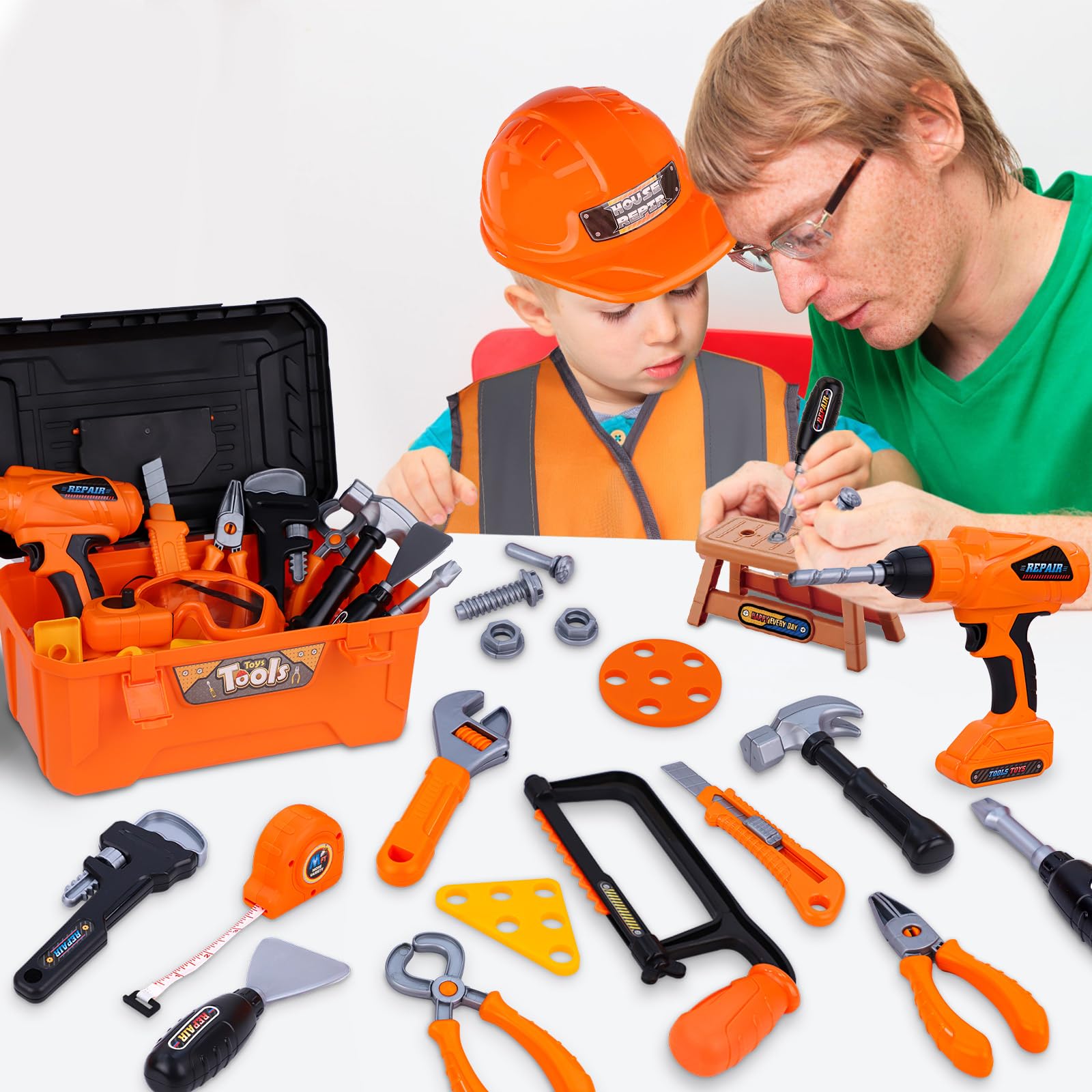 Magic4U kids tool set organized toolbox content supports imaginative safe play
