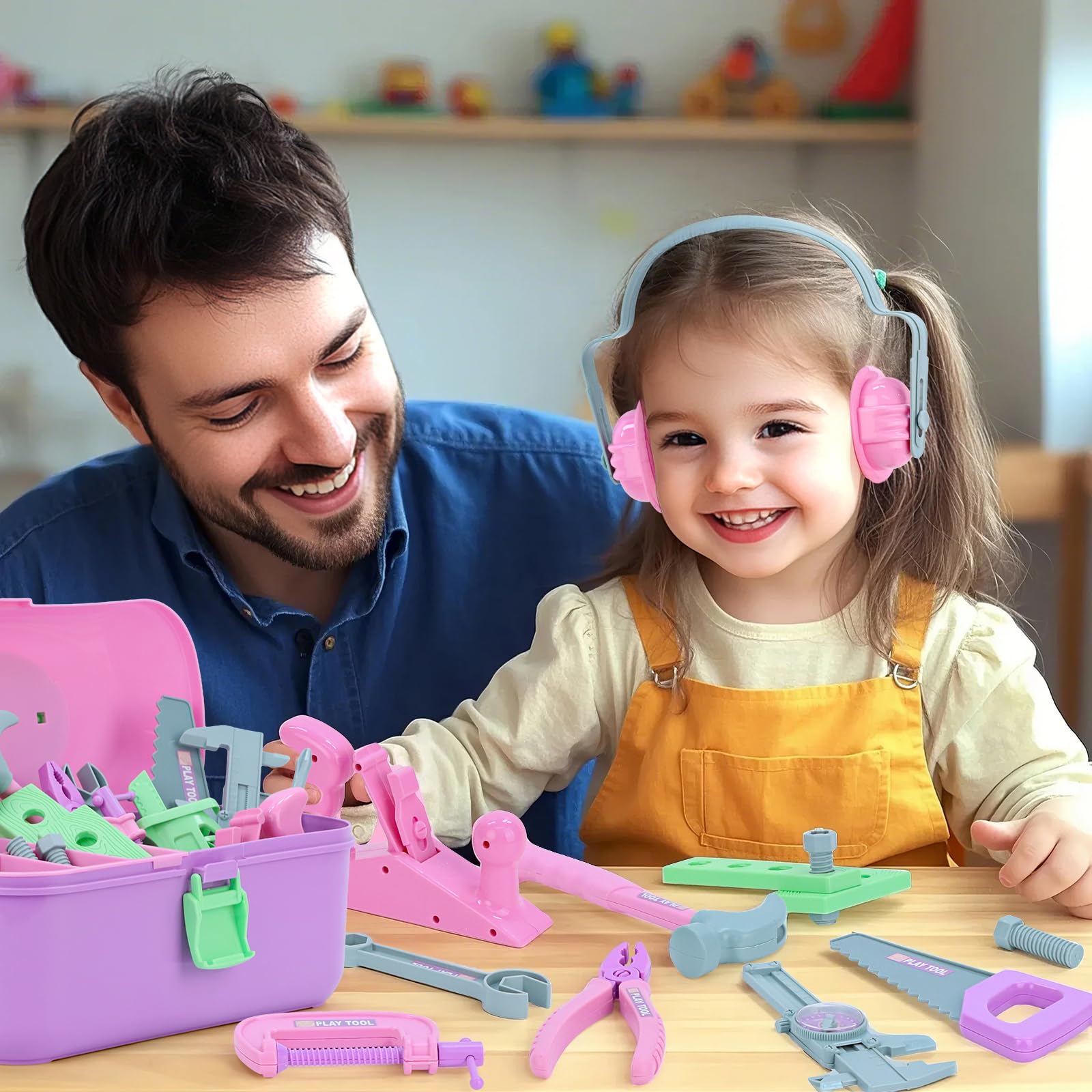 Magic4U Kids Tool Set toolbox-contents image shows the complete playset ready.