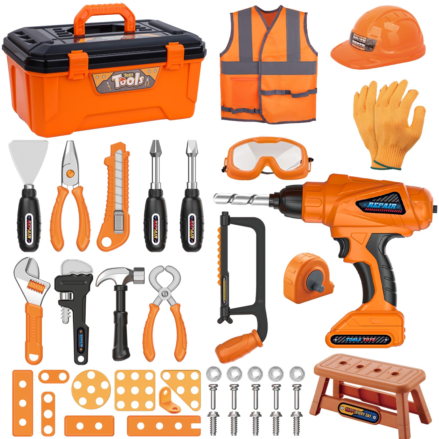 Magic4U kids tool set toolbox open for immersive pretend play and organization