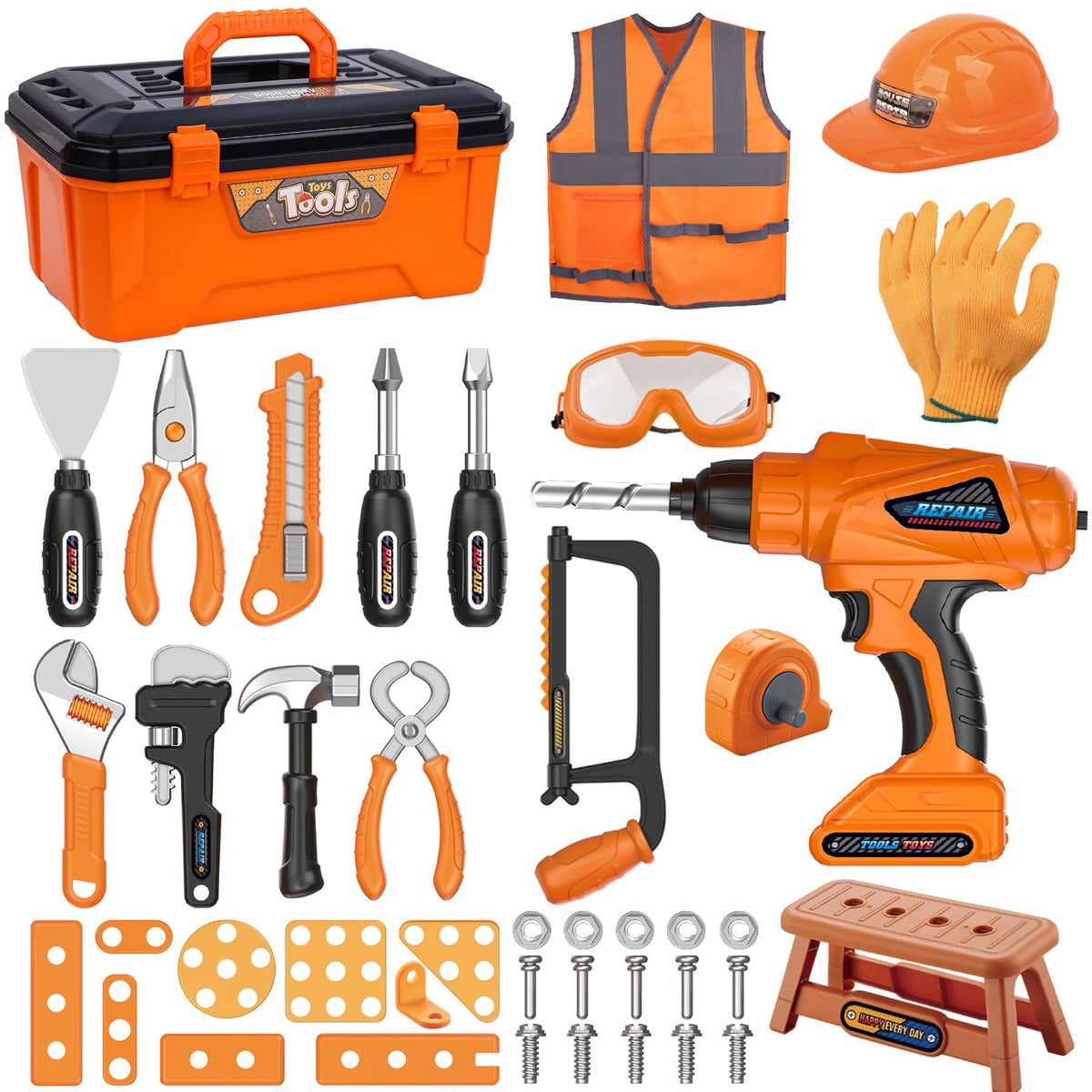 Magic4U kids tool set toolbox open for immersive pretend play and organization