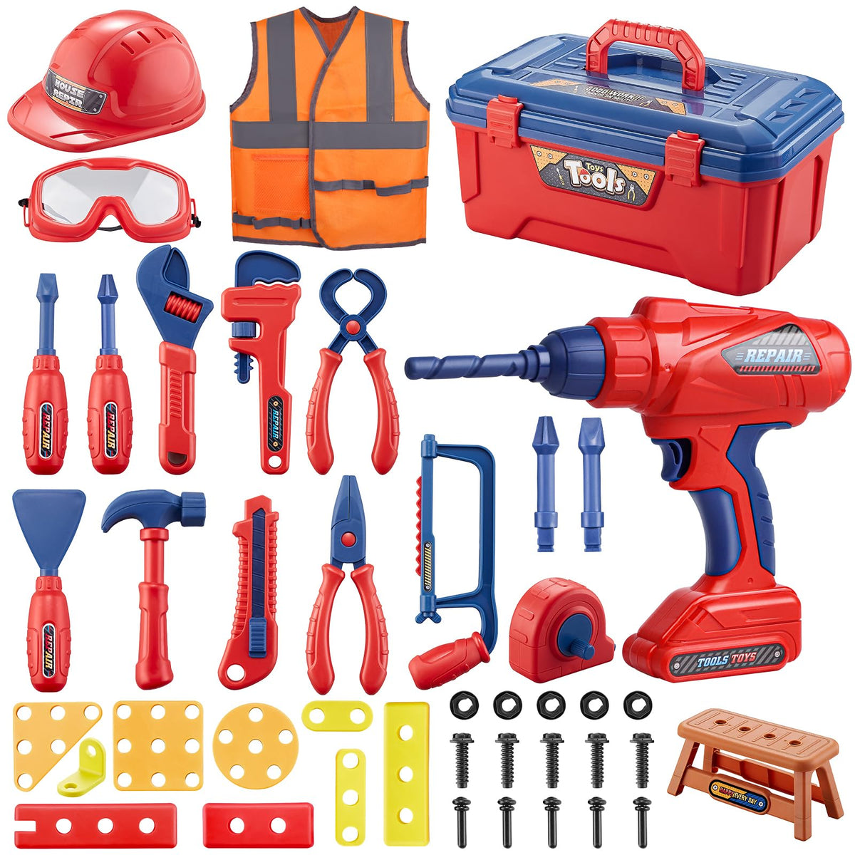 Magic4U Kids Tool Set safety vest for pretend construction play.
