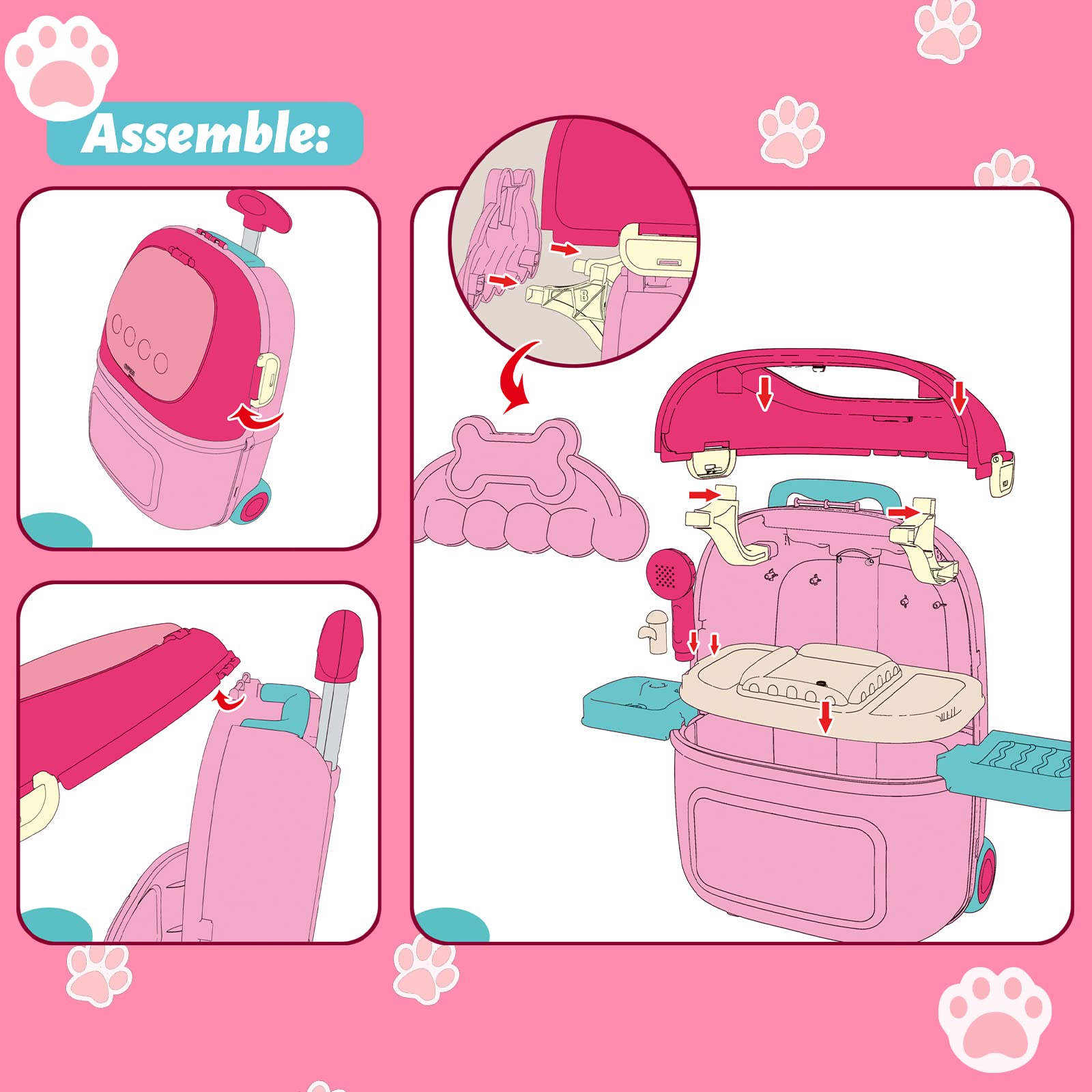 Magic4U pet food bowl and accessories for feeding pretend pets.