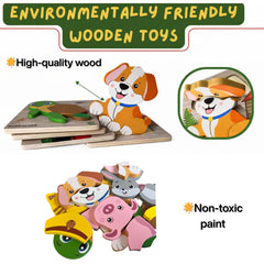 MAGICACORN wooden animal puzzles child playing to build coordination