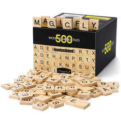 Magicfly wooden Scrabble tiles showing A–Z for crafts and spelling.