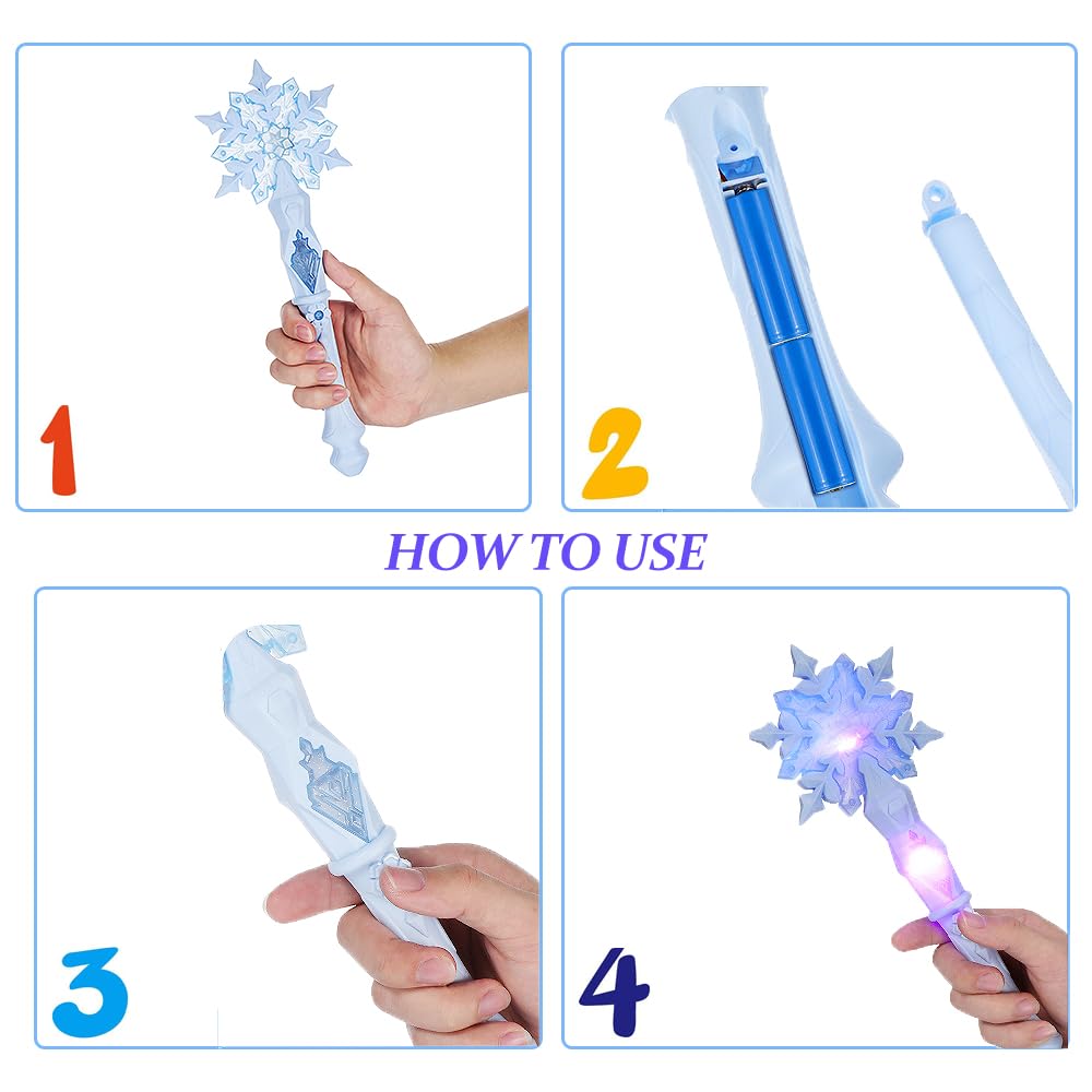 MAGICLULU snowflake wand beside a Christmas tree for festive photos.