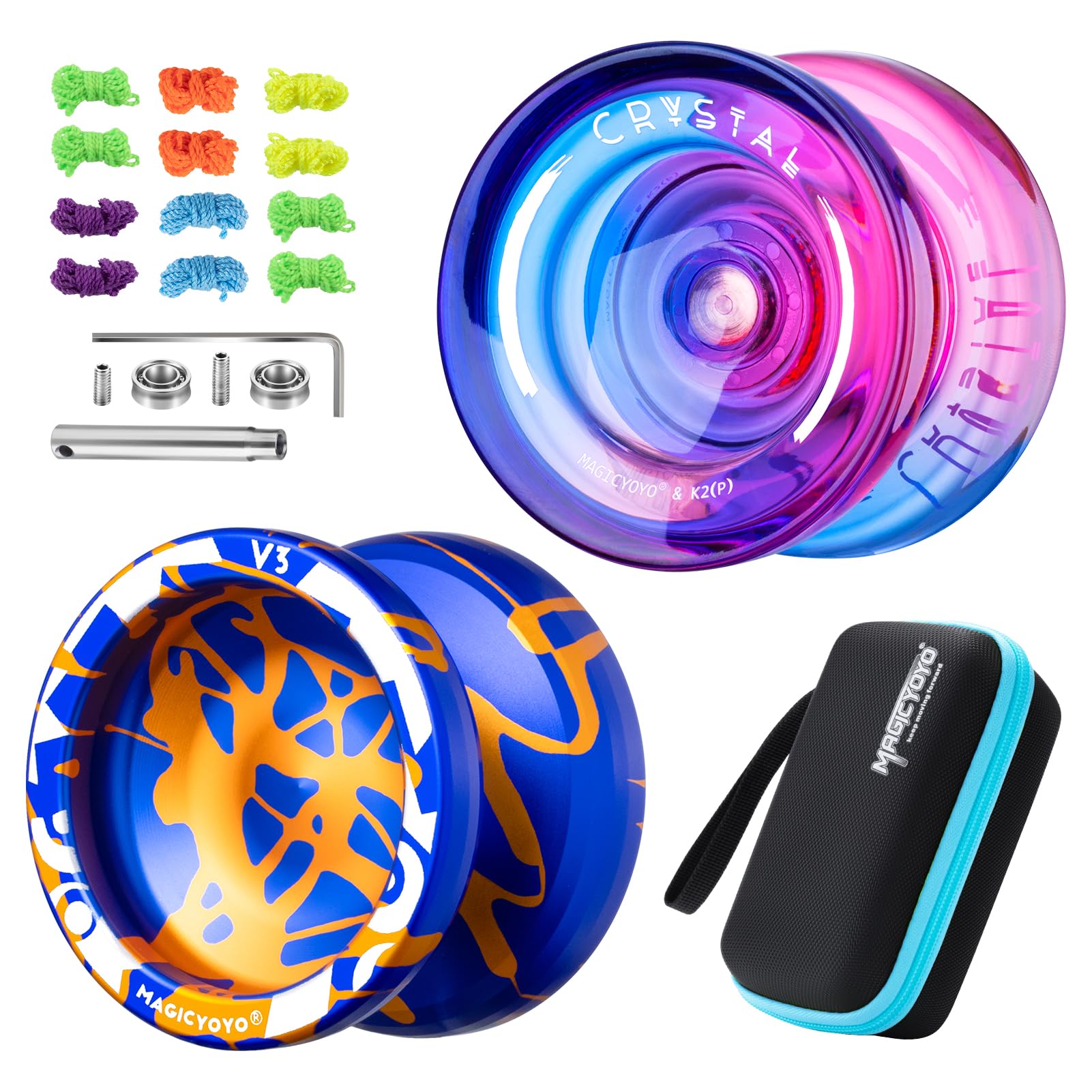 MAGICYOYO V3 metal yoyo in blue-golden finish offering durable spins