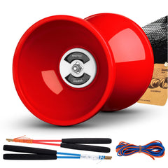 MAGICYOYO Diabolo Pro triple-bearing red side view showing extended spins.
