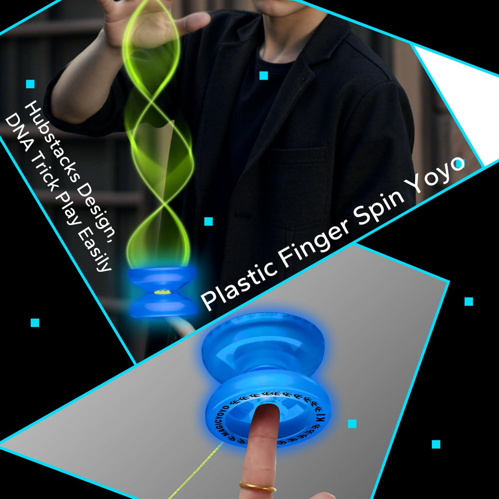 MAGICYOYO K1 glow-in-the-dark yoyo lit up, vibrant glow after light exposure.