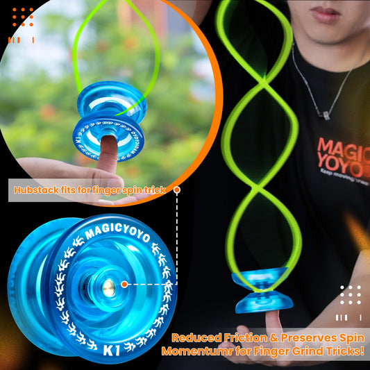 MAGICYOYO K1 hubstacks crystal blue side view for varied spins