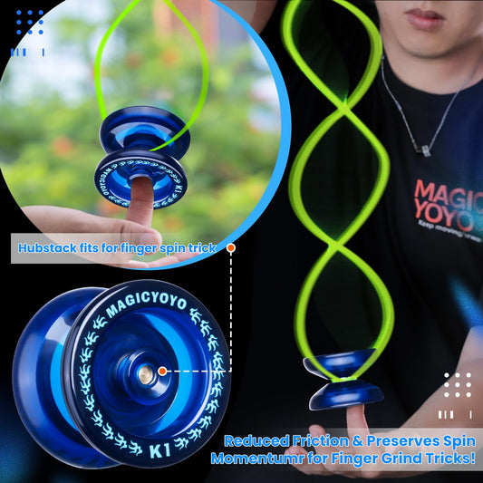MAGICYOYO K1 hubstacks in action enabling quick spins