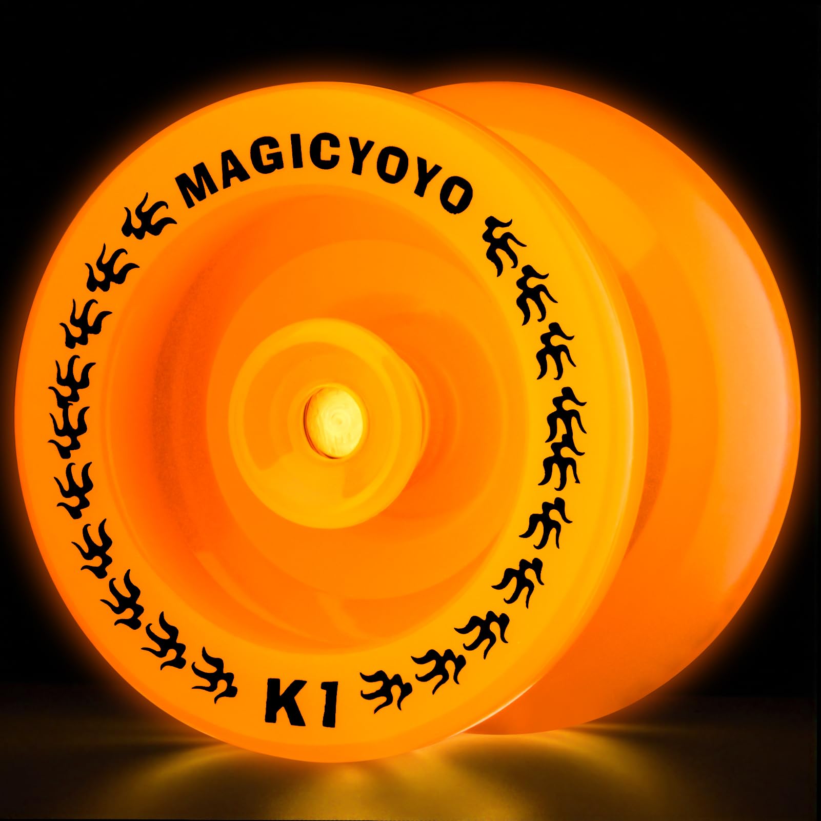 MAGICYOYO K1 Plus glow orange front view illustrates beginner-friendly design and glow effect.