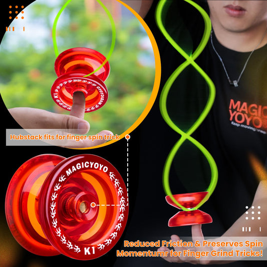 MAGICYOYO K1 red side view balanced for stable tricks.
