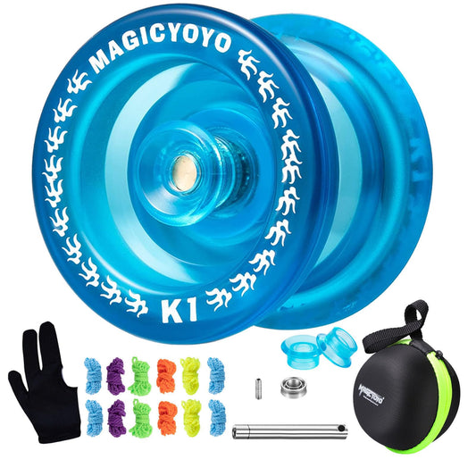 MAGICYOYO K1 crystal blue front view for beginner-friendly tricks