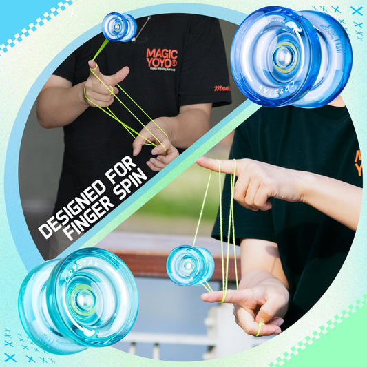 MAGICYOYO K2 Crystal Blue Yoyo, smooth spin surface enhances basic string tricks.